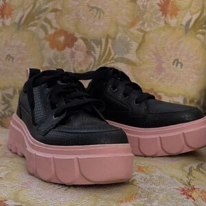 Sorel Black and Pink Platform Sneakers
